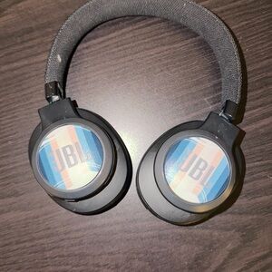JBL On-Ear Headphones in Black with Blue and Orange Logo Accents